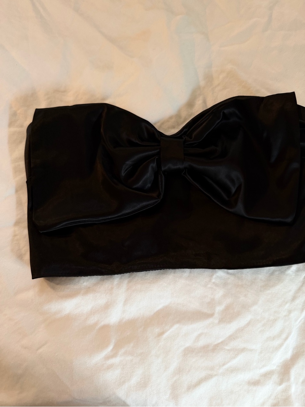 Altar'd State Black Satin Bow Bandeau Top